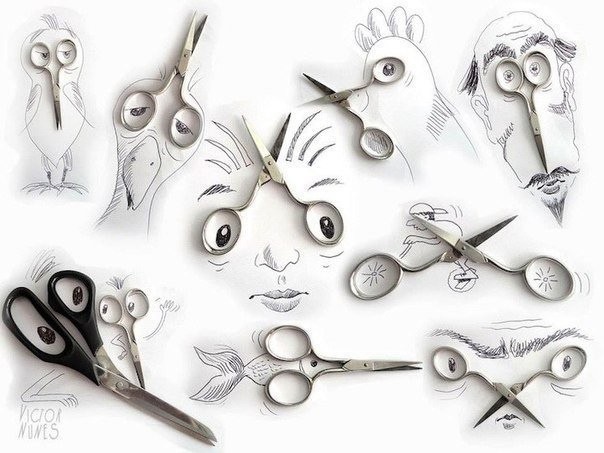 ​Как рисовать с детьми смешные лица и фигуры при помощи ножниц