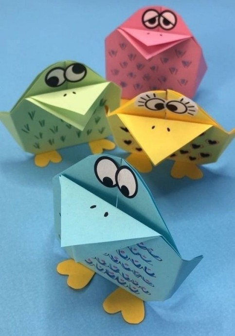 ​Поделки в технике оригами "Птицы"