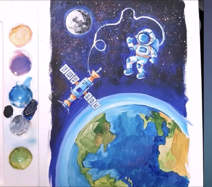 Рисуем космонавта в космосе