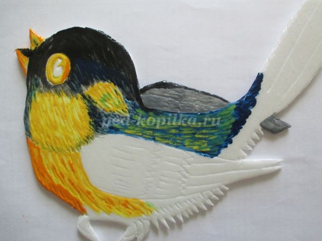 Синица из потолочной плитки детскими руками: мастер-класс, часть 2 Синица из потолочной плитки детскими руками: мастер-класс, часть 2