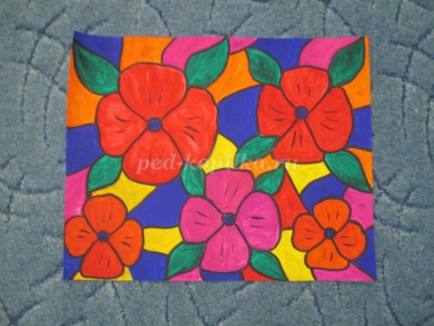 ​Цветы в технике витраж: часть 3