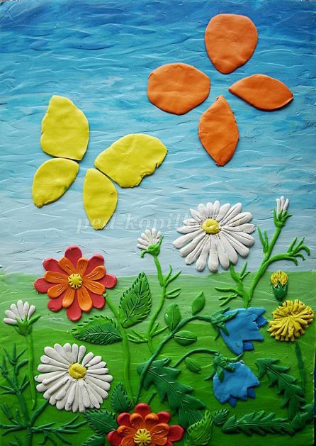 Пластилинография "Цветущий луг"