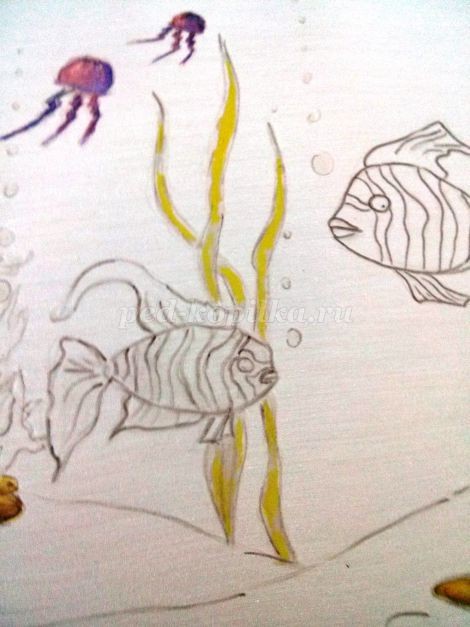 Аквариум в технике холодный батик: мастер-класс, часть 2 Аквариум в технике холодный батик: мастер-класс, часть 2