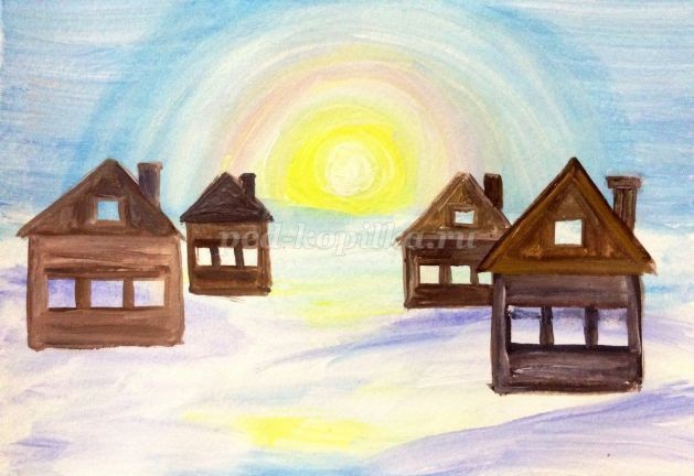 Рисунок "Зима в деревне" Рисунок "Зима в деревне"