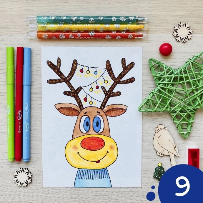 Олень с гирляндой на рогах