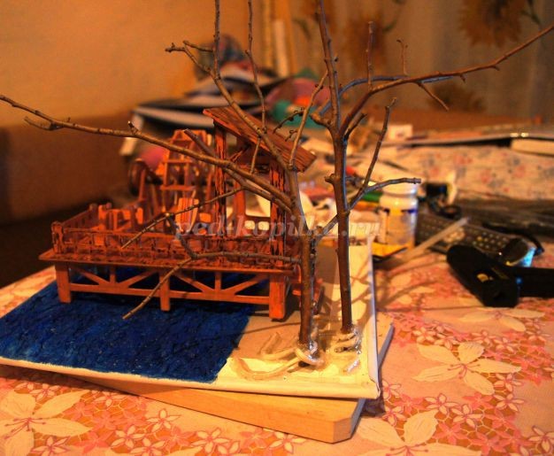 Действующая миниатюра "Весенний пейзаж": мастер-класс, часть 4