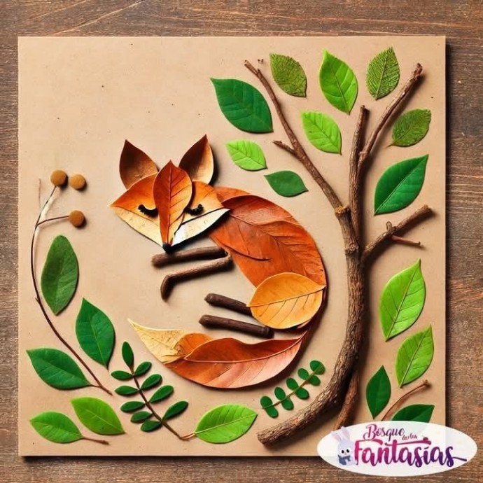 ​Идеи аппликаций из листьев