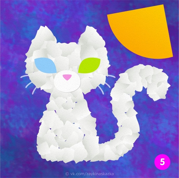 Кошка из кусочков бумаги