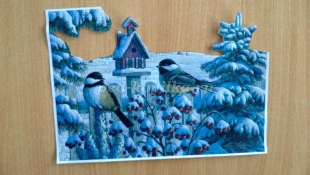 Картина в технике объёмный декупаж на тему: зима Картина в технике объёмный декупаж на тему: зима