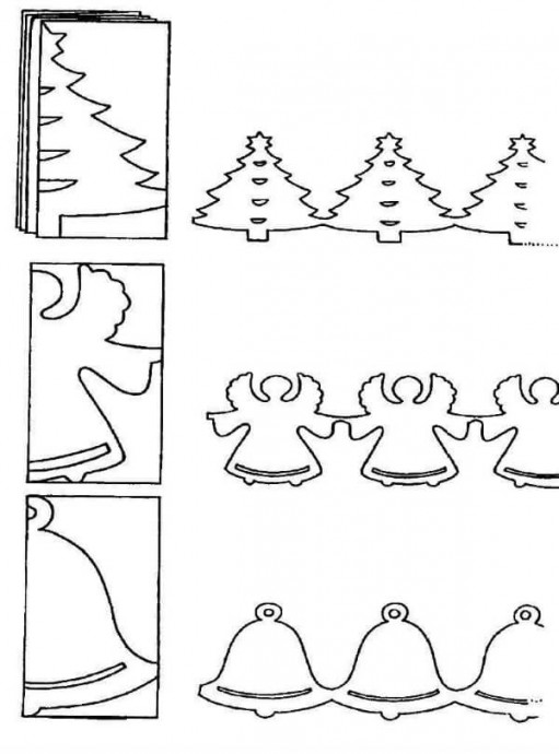 Новогодние гирлянды в технике симметричного вырезания