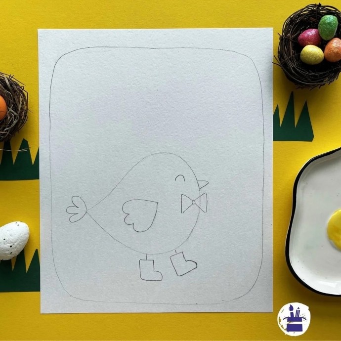 Рисуем цыпленка с яйцами