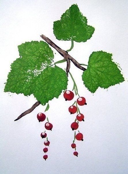 Рисуем смородинку листьями и тычками Рисуем смородинку листьями и тычками