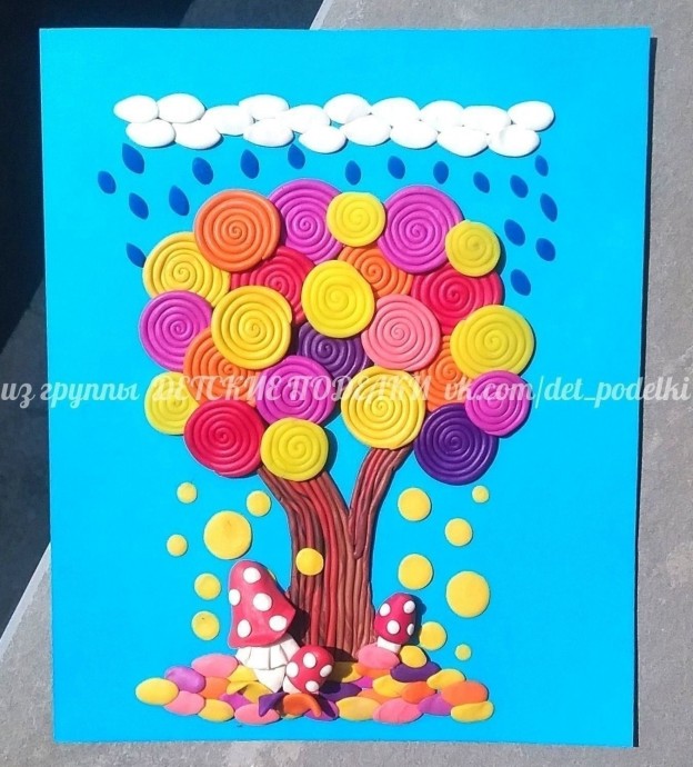 ​Аппликация из пластилина "Яркая осень"