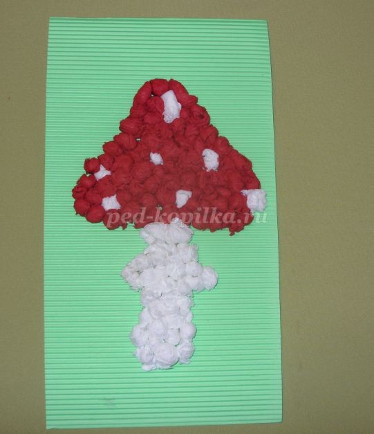 Объёмная аппликация своими руками в нетрадиционной технике работы с бумагой "Мухомор" Объёмная аппликация своими руками в нетрадиционной технике работы с бумагой "Мухомор"