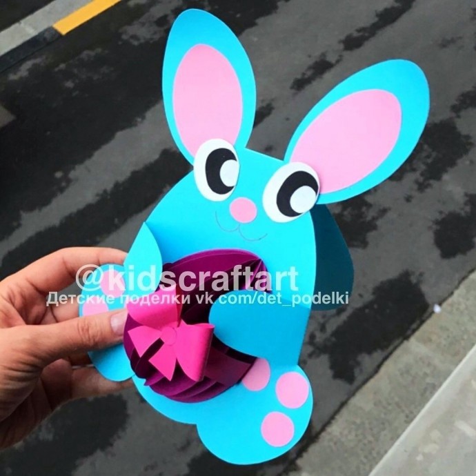 Детские пасхальные поделки: открытка "Зайчик с пасхальным яйцом" Детские пасхальные поделки: открытка "Зайчик с пасхальным яйцом"