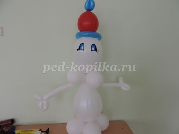 Мастер-класс по моделированию из воздушных шариков снеговика: часть 5
