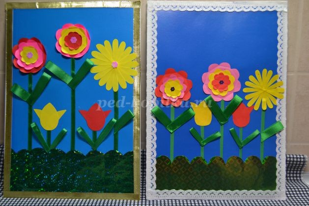 ​Открыточка с цветами и лентами маме на 8 Марта: часть 5