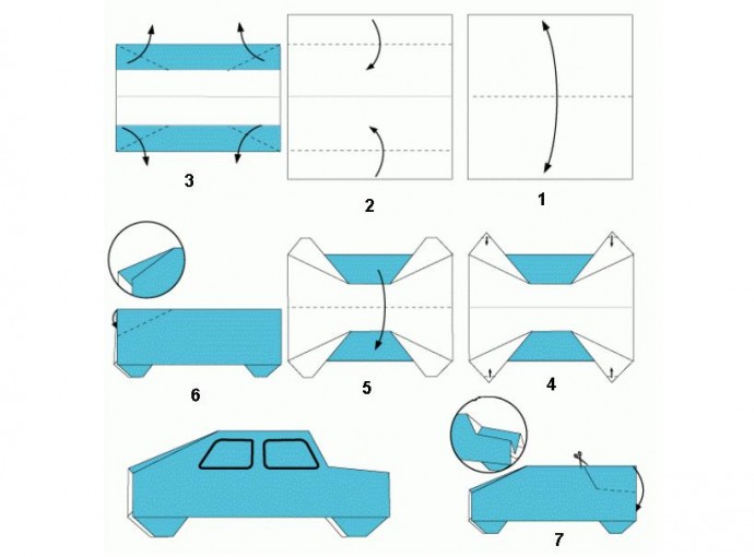Как сделать в технике оригами машинку
