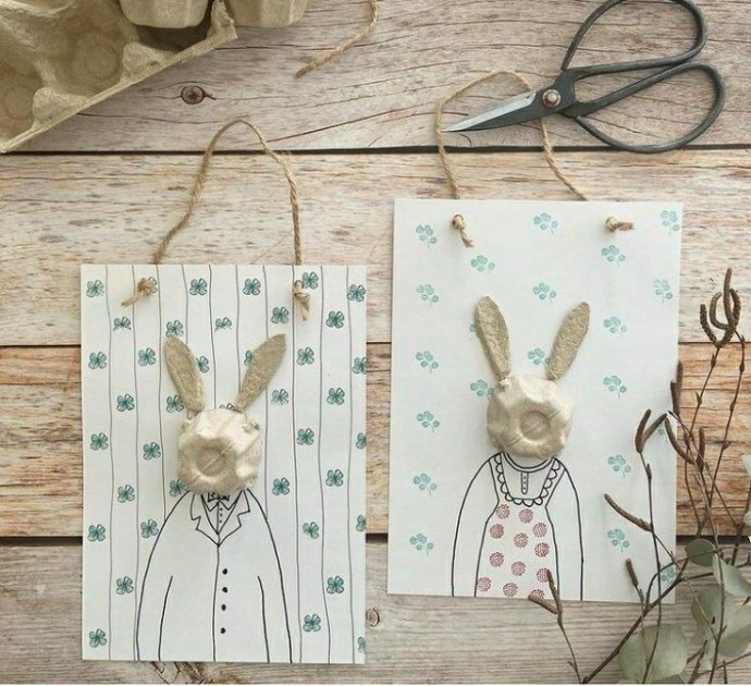 Мордочки животных из яичных лотков