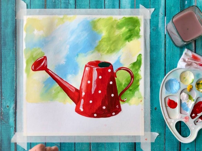 Рисуем ромашки в лейке