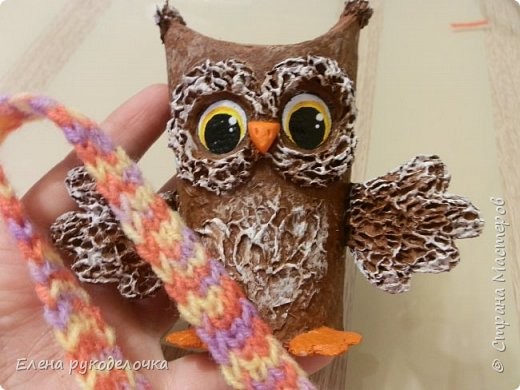 Сова из картонных втулок