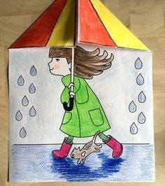 ​Дети под дождем под зонтиком