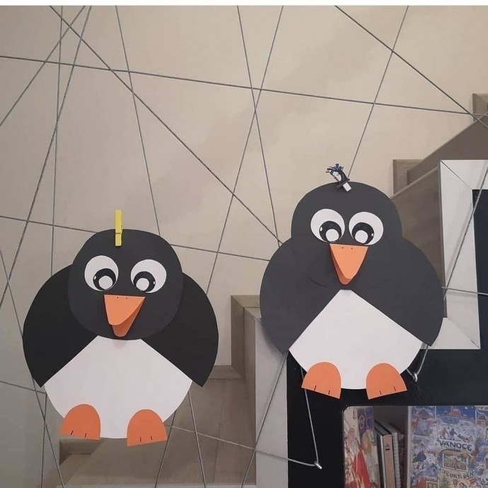 ​Пингвины из цветной бумаги