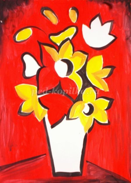 Декоративный натюрморт гуашью для детей Декоративный натюрморт гуашью для детей