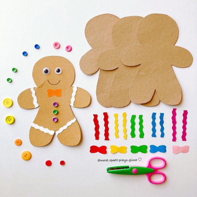 Пряничные человечки из крафт бумаги Пряничные человечки из крафт бумаги