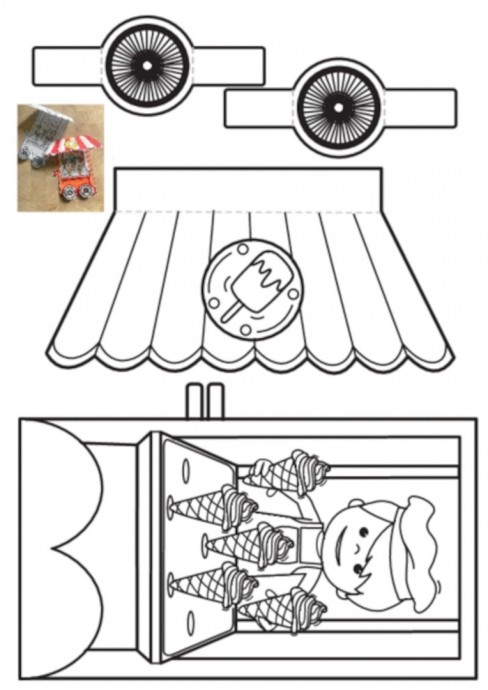 Детская поделка "Продавец мороженого в палатке"