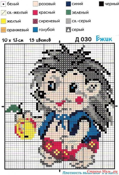 Схемы для детской вышивки: ёжик Схемы для детской вышивки: ёжик