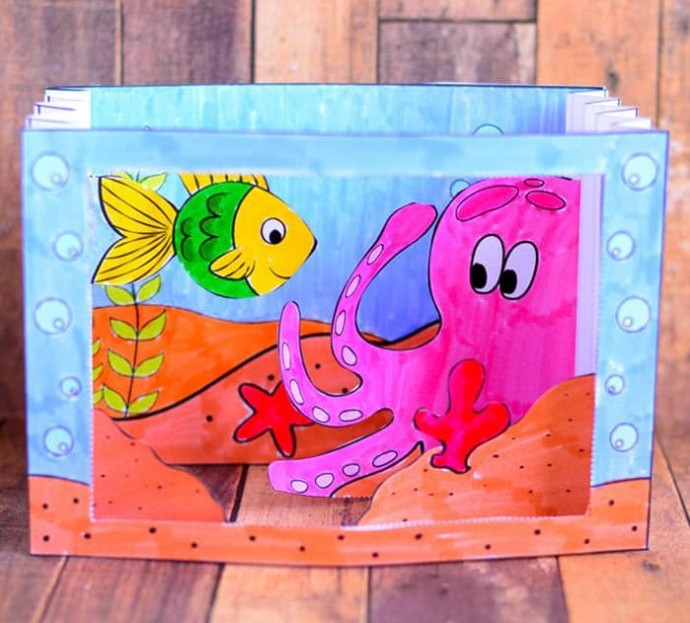 Объемная поделка "Осьминог в телевизоре" Объемная поделка "Осьминог в телевизоре"