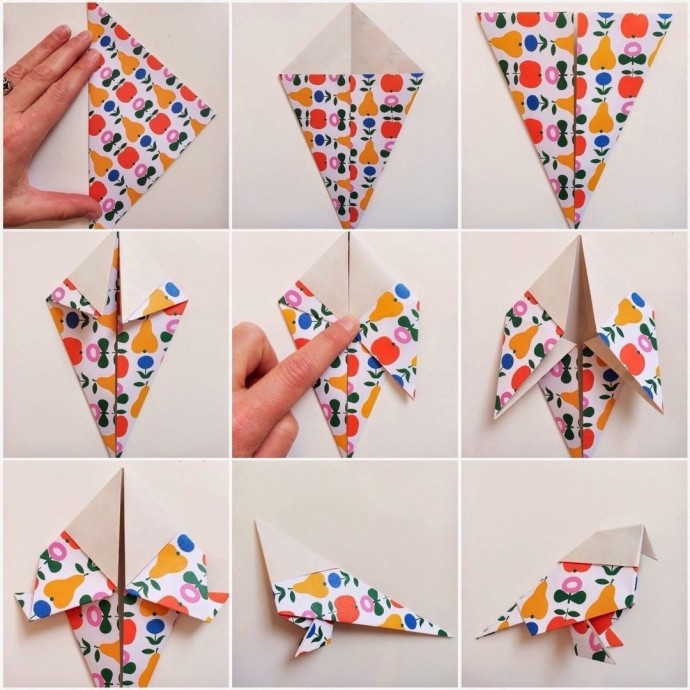 Яркие птички в технике оригами