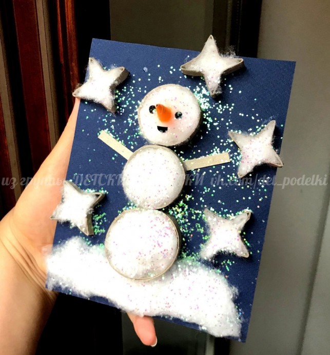 Зимние новогодние поделки: снеговик