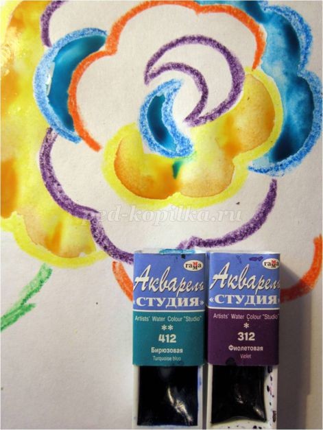 Рисование цветов акварелью "Радужные розы": мастер-класс, часть 4