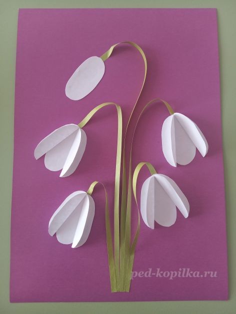 Объёмная аппликация "Подснежники" Объёмная аппликация "Подснежники"