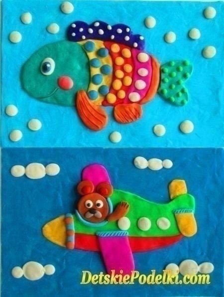 ​Рыба и самолёт из пластилина