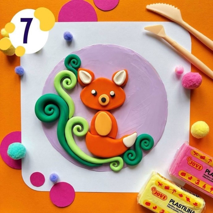 Картина из пластилина с лисичкой Картина из пластилина с лисичкой