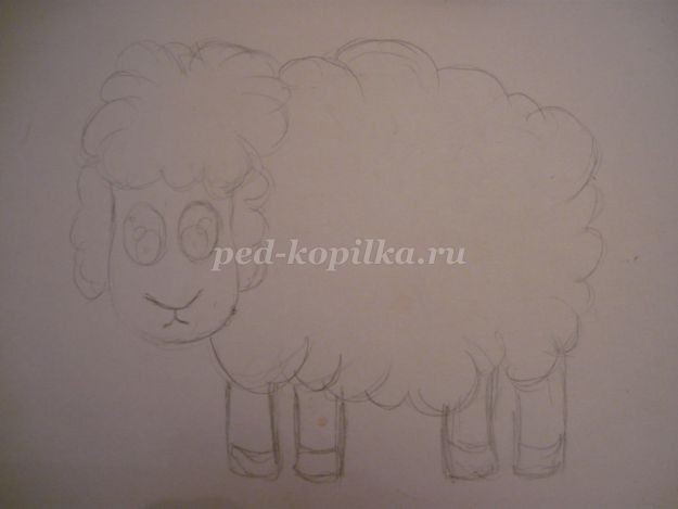 Аппликация "Овечка" из природного материала: часть 1