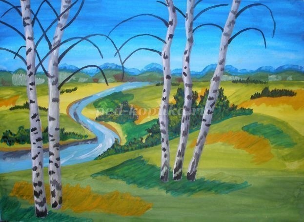 Рисуем гуашью летний пейзаж Рисуем гуашью летний пейзаж