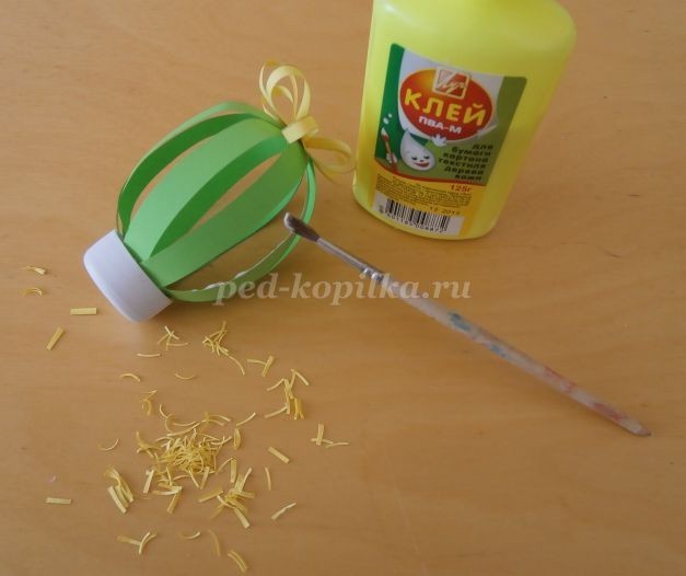 ​Кактус из бумажных полосок: часть 3