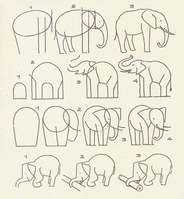 ​Рисуем с детьми слонов