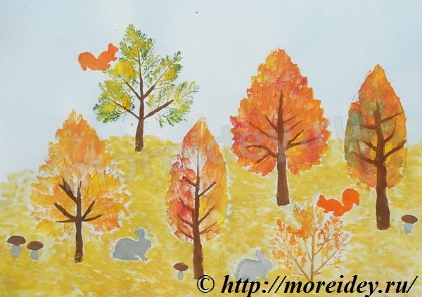 Рисунки осенними листьями Рисунки осенними листьями