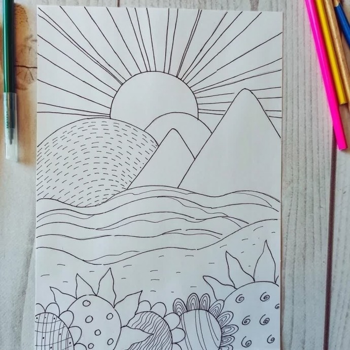 ​Рисуем пейзаж в стиле поп-арт