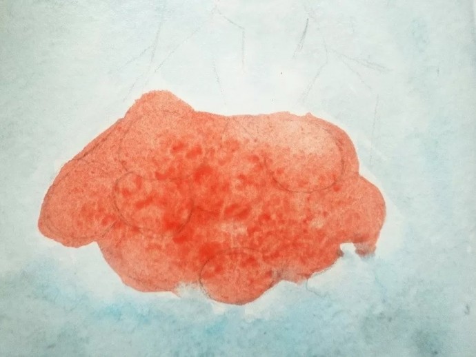 ​Скетч акварелью "Рябина под снегом"