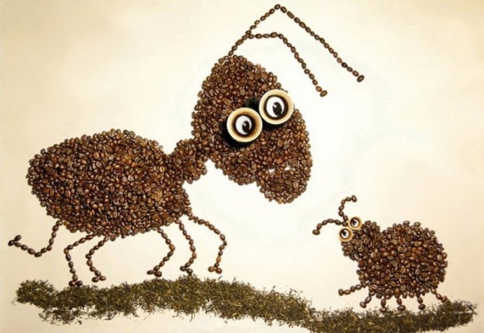 Аппликации из кофейных зерен: идеи