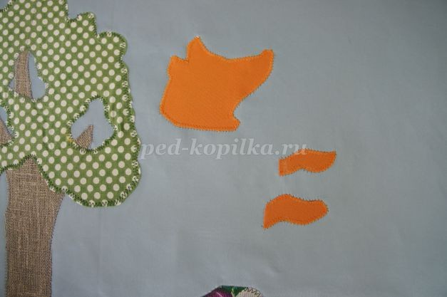 Лиса и колобок в технике текстильной аппликации: часть 2