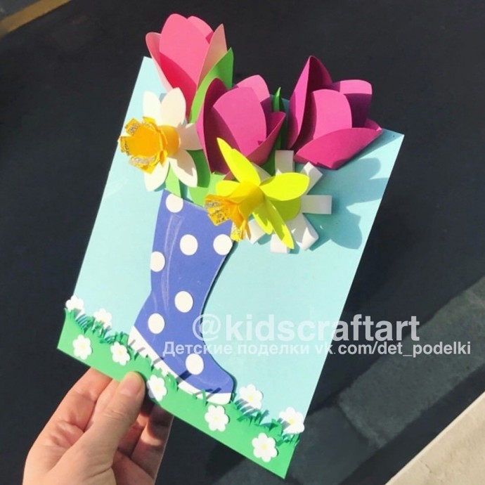 Детские весенние поделки-аппликации "Весенний сапожок" Детские весенние поделки-аппликации "Весенний сапожок"