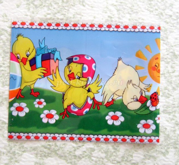 ​Открытка с цыплятами в технике скрапбукинг: часть 2