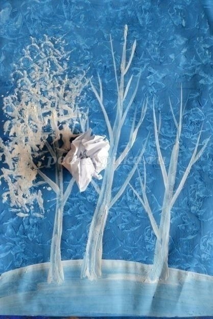 Рисование зимнего пейзажа в нетрадиционной технике